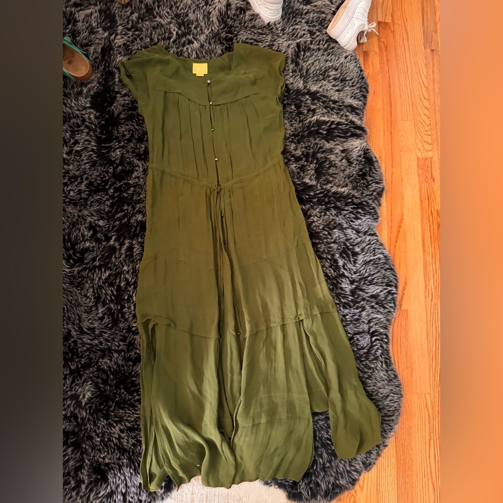 Maeve sheer moss green dress